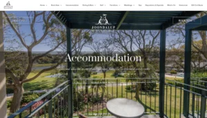 Joondalup Resort accommodation website section showing guest room information
