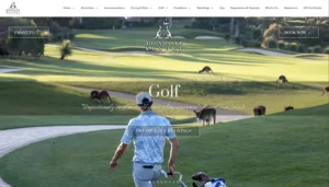 Joondalup Resort golf website section showing course and golf experience information