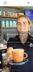 Joondalup Resort mobile website layout showing responsive navigation and resort information
